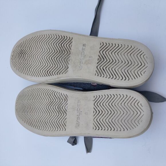 J Slides Skater Sneakers Shoes Sz 8 Floral Embroidered Fabric Ribbon Lace Up - Picture 8 of 11